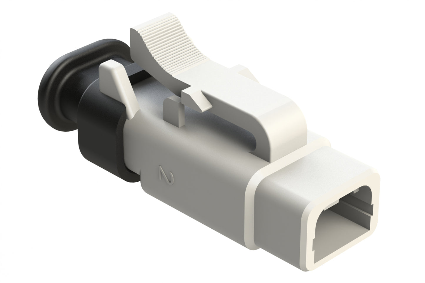 ATM06-2S-SR01WT 2 Position, Plug, Socket, Standard Diameter Rear Seal (Red), SR01 Strain Relief, White Body (Requires Wedgelock AWM-2S.)