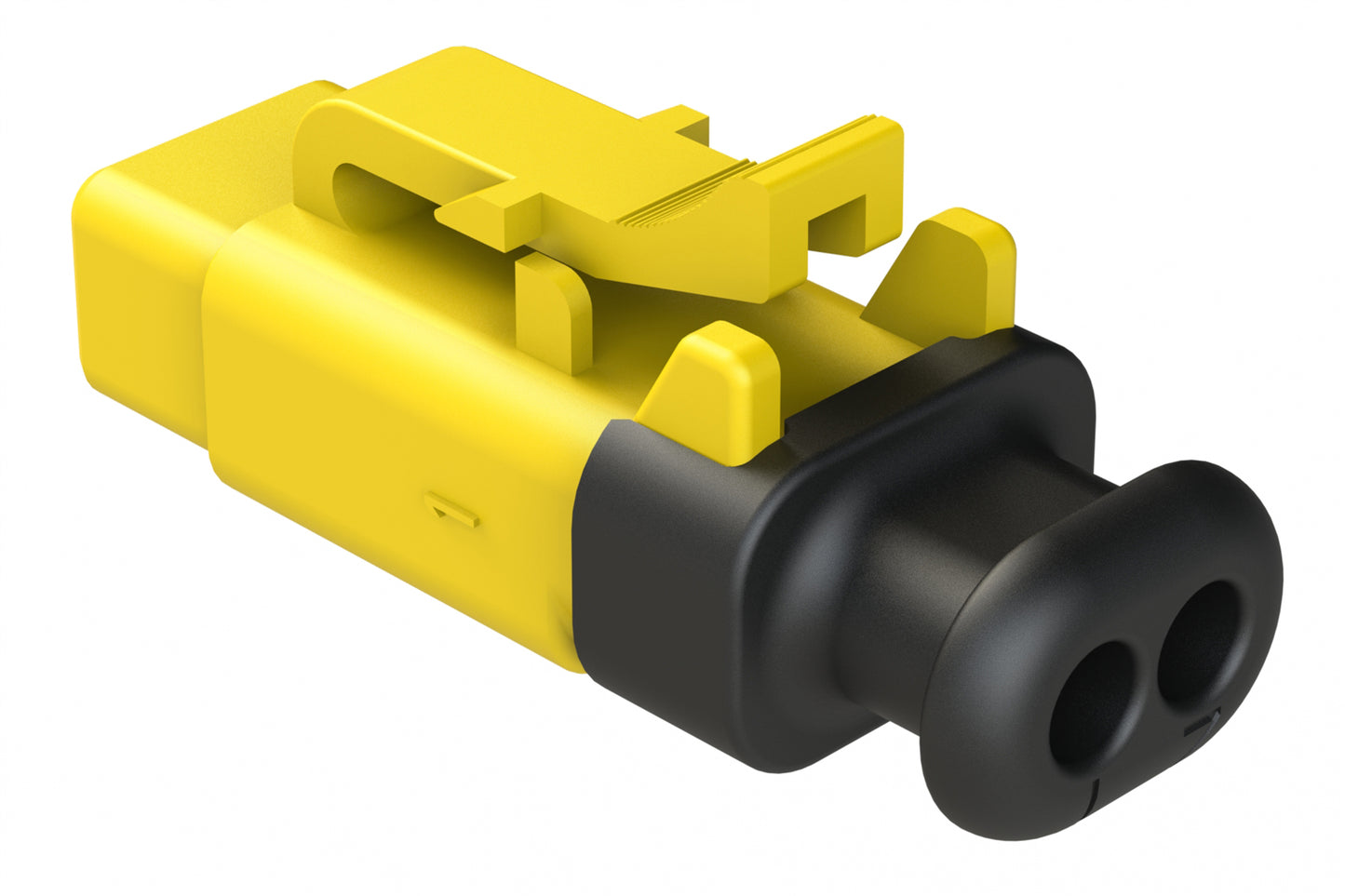 ATM06-2S-SR01YL 2 Position, Plug, Socket, Standard Diameter Rear Seal (Red), SR01 Strain Relief, Yellow Body (Requires Wedgelock AWM-2S.)