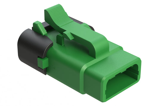 ATM06-3S-SF01GRN 3 Position Plug, Socket, Snap-Fit End Cap, Green