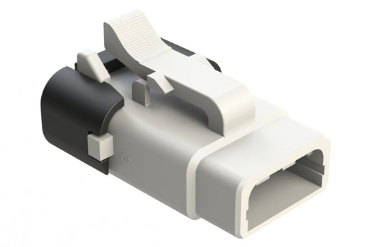 ATM06-3S-SF01WHT 3 Position Plug, Socket, Snap-Fit End Cap, White