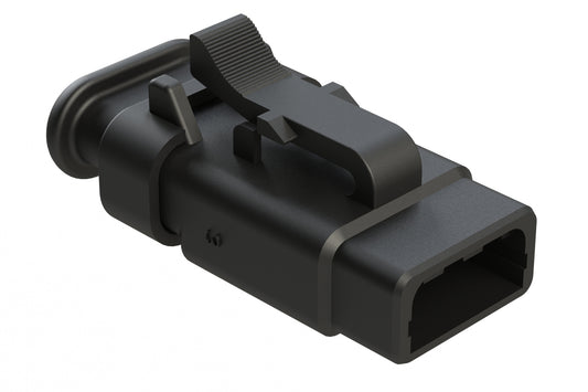 ATM06-3S-SR01BK 3 Position, Plug, Socket, Standard Diameter Rear Seal (Red), SR01 Strain Relief, Black Body (Requires Wedgelock AWM-3S.)