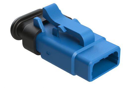 ATM06-3S-SR01BL 3 Position, Plug, Socket, Standard Diameter Rear Seal (Red), SR01 Strain Relief, Blue Body (Requires Wedgelock AWM-3S.)