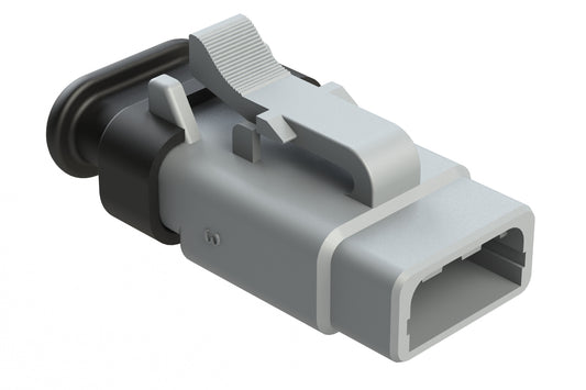 ATM06-3S-SR01GY 3 Position, Plug, Socket, Standard Diameter Rear Seal (Red), SR01 Strain Relief, Grey Body (Requires Wedgelock AWM-3S.). DTM06-3S-E007