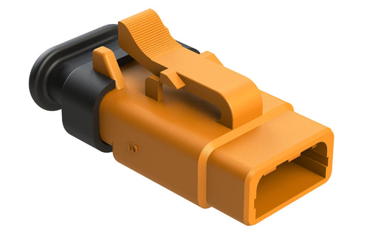 ATM06-3S-SR01OR 3 Position, Plug, Socket, Standard Diameter Rear Seal (Red), SR01 Strain Relief, Orange Body (Requires Wedgelock AWM-3S.)