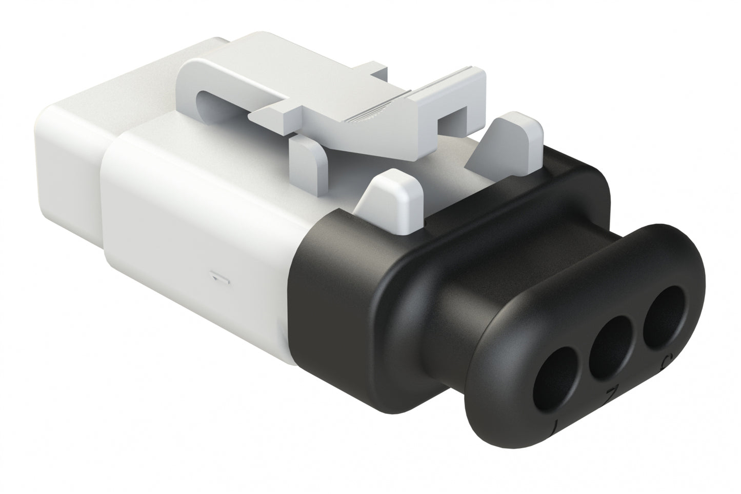 ATM06-3S-SR01WT 3 Position, Plug, Socket, Standard Diameter Rear Seal (Red), SR01 Strain Relief, White Body (Requires Wedgelock AWM-3S.)
