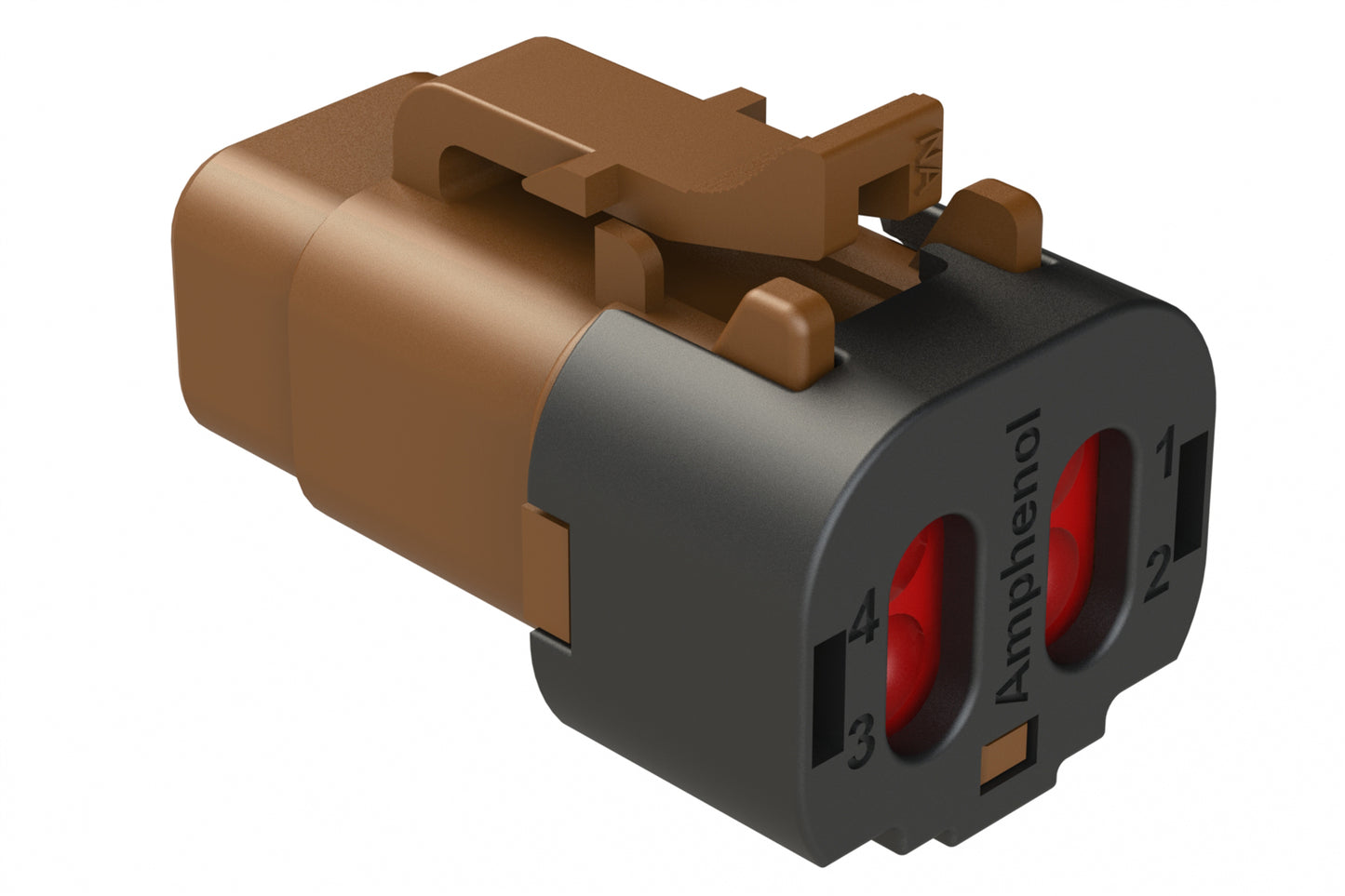 ATM06-4S-SF01BRN 4 Position Plug, Socket, Snap-Fit End Cap, Brown