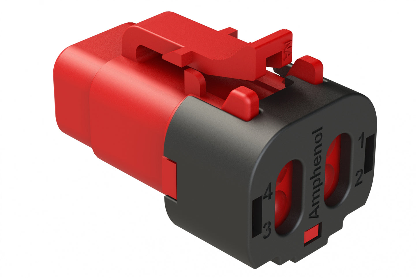 ATM06-4S-SF01RED 4 Position Plug, Socket, Snap-Fit End Cap, Red