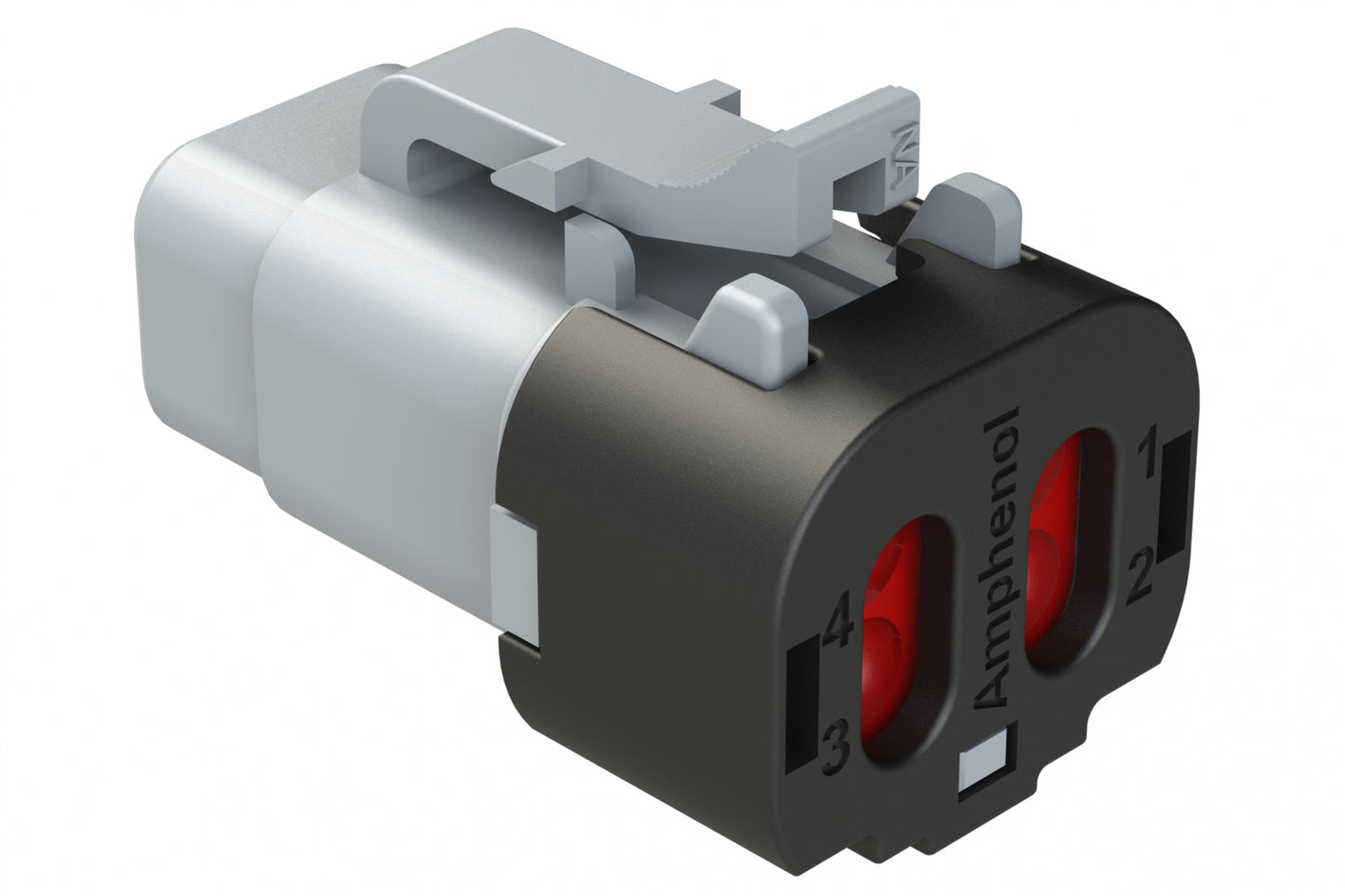 ATM06-4S-SF01 4 Position Plug, Socket, Snap-Fit End Cap,Grey. DTM06-4S-E003