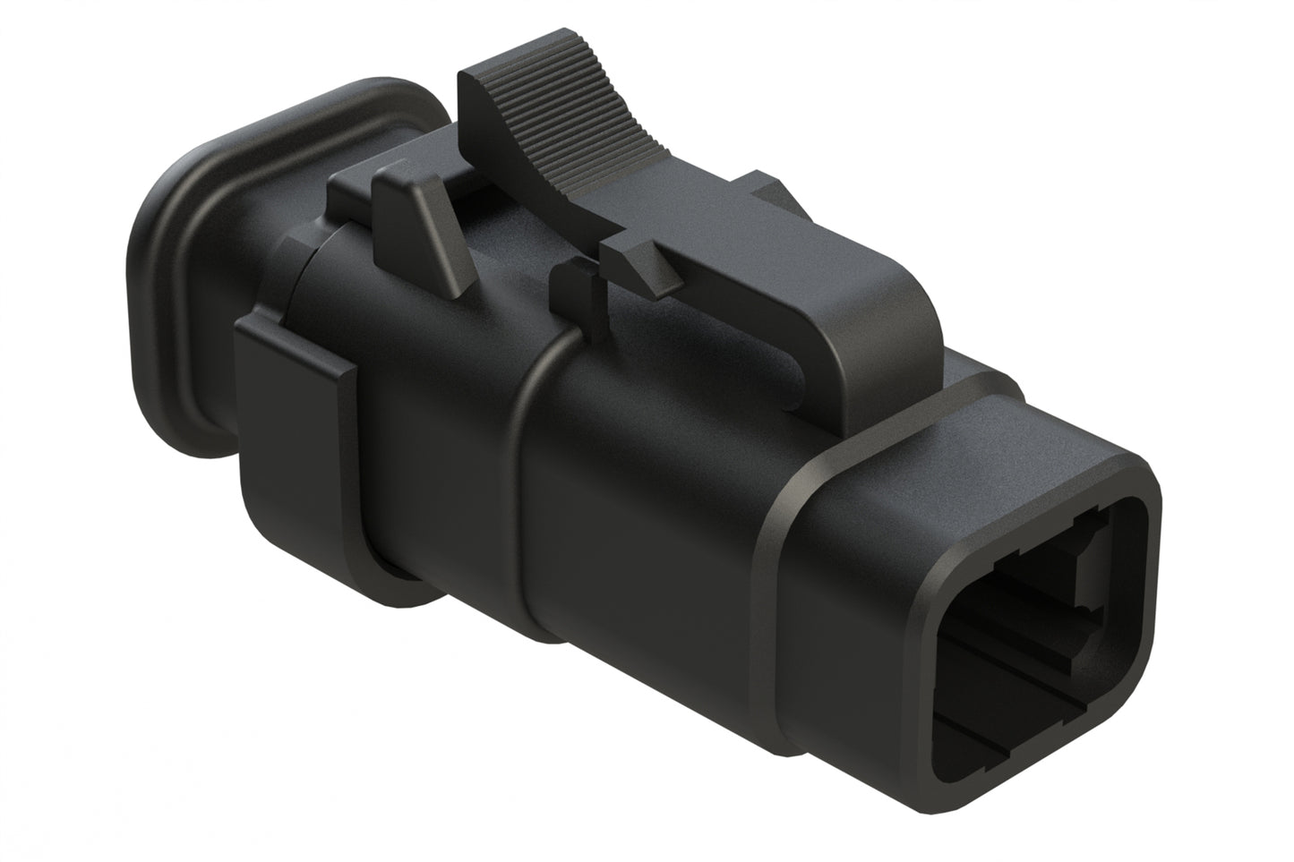 ATM06-4S-SR01BK 4 Position, Plug, Socket, Standard Diameter Rear Seal (Red), SR01 Strain Relief, Black Body (Requires Wedgelock AWM-4S.)