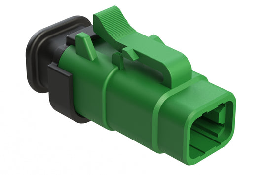 ATM06-4S-SR01GN 4 Position, Plug, Socket, Standard Diameter Rear Seal (Red), SR01 Strain Relief, Green Body (Requires Wedgelock AWM-4S.)