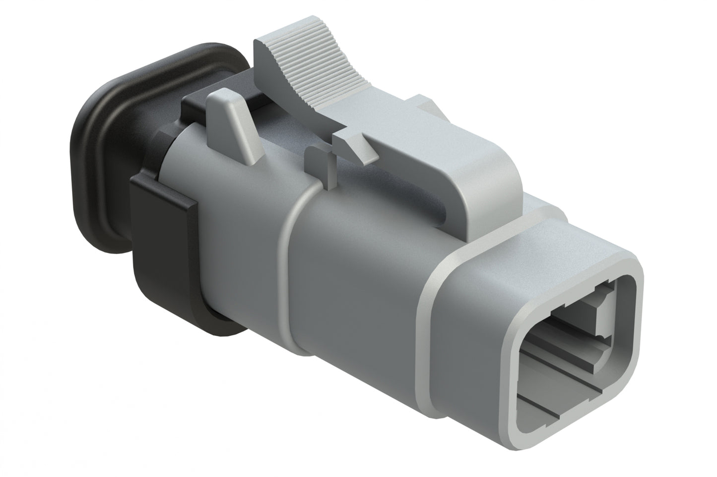 ATM06-4S-SR01GY 4 Position, Plug, Socket, Standard Diameter Rear Seal (Red), SR01 Strain Relief, Grey (Requires Wedgelock AWM-4S.). DTM06-4S-E007