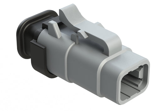 ATM06-4S-SR01GY 4 Position, Plug, Socket, Standard Diameter Rear Seal (Red), SR01 Strain Relief, Grey (Requires Wedgelock AWM-4S.). DTM06-4S-E007
