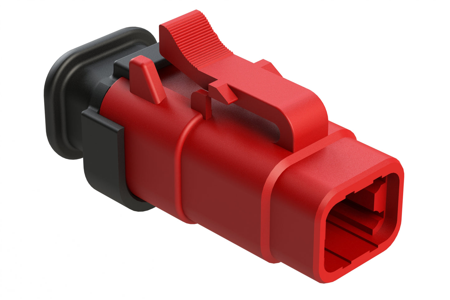 ATM06-4S-SR01RD 4 Position, Plug, Socket, Standard Diameter Rear Seal (Red), SR01 Strain Relief, Red Body (Requires Wedgelock AWM-4S.)