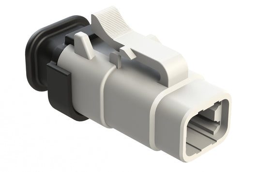 ATM06-4S-SR01WT 4 Position, Plug, Socket, Standard Diameter Rear Seal (Red), SR01 Strain Relief, White Body (Requires Wedgelock AWM-4S.)