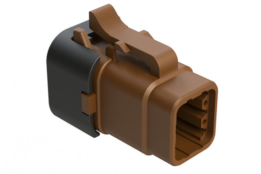 ATM06-6S-SF01BRN 6 Position Plug, Socket, Snap-Fit End Cap, Brown