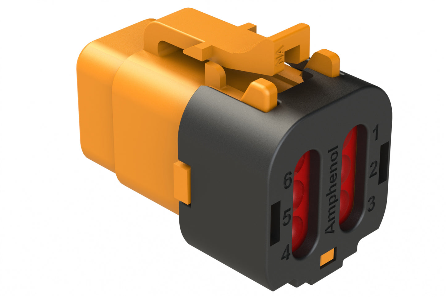 ATM06-6S-SF01ORG 6 Position Plug, Socket, Snap-Fit End Cap, Orange
