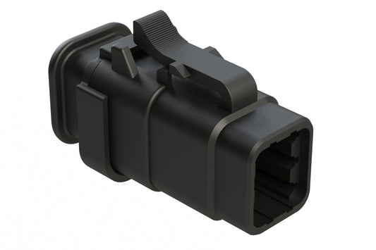 ATM06-6S-SR01BK 6 Position, Plug, Socket, Standard Diameter Rear Seal (Red), SR01 Strain Relief, Black Body (Requires Wedgelock AWM-6S.). DTM06-6S-E005