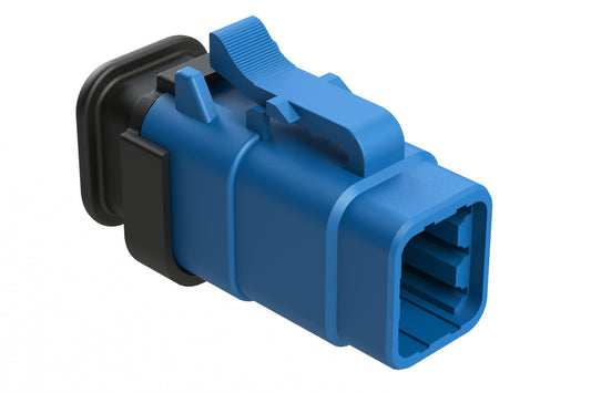 ATM06-6S-SR01BL 6 Position, Plug, Socket, Standard Diameter Rear Seal (Red), SR01 Strain Relief, Blue Body (Requires Wedgelock AWM-6S.)