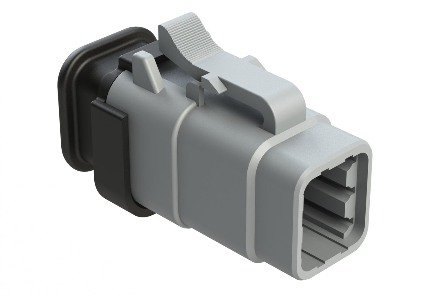 ATM06-6S-SR01GY 6 Position, Plug, Socket, Standard Diameter Rear Seal (Red), SR01 Strain Relief, Grey Body (Requires Wedgelock AWM-6S.). DTM06-6S-E007