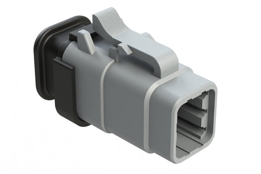 ATM06-6S-SR01GY 6 Position, Plug, Socket, Standard Diameter Rear Seal (Red), SR01 Strain Relief, Grey Body (Requires Wedgelock AWM-6S.). DTM06-6S-E007