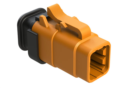 ATM06-6S-SR01OR 6 Position, Plug, Socket, Standard Diameter Rear Seal (Red), SR01 Strain Relief, Orange Body (Requires Wedgelock AWM-6S.)