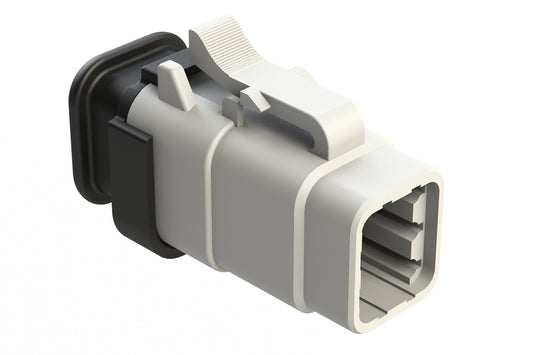 ATM06-6S-SR01WT 6 Position, Plug, Socket, Standard Diameter Rear Seal (Red), SR01 Strain Relief, White Body (Requires Wedgelock AWM-6S.)