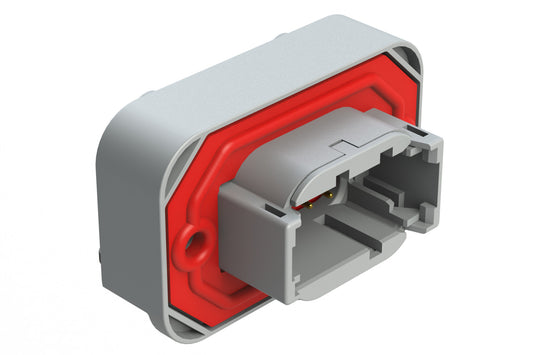 ATM13-08PA-BM01 8 Position Right Angle Flange Mount PCB Receptacle, Grey, Gold Plated Contacts Included. Keyed A