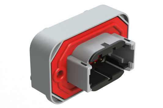 ATM13-08PB-BM01 8 Position Right Angle Flange Mount PCB Receptacle, Grey, Gold Plated Contacts Included. Keyed B