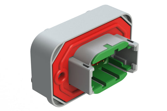 ATM13-08PC-BM01 8 Position Right Angle Flange Mount PCB Receptacle, Grey, Gold Plated Contacts Included. Keyed C