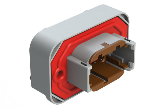 ATM13-08PD-BM03 8 Position Right Angle Flange Mount PCB Receptacle, Grey, Tin Plated Contacts Included. Keyed D