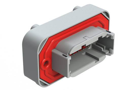 ATM13-12PA-BM04 12 Position Right Angle Flange Mount PCB Receptacle, Potted, Grey, Tin Plated Contacts Included. Keyed A