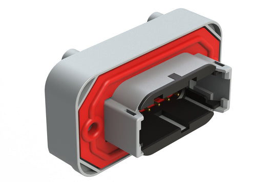 ATM13-12PB-BM02 12 Position Right Angle Flange Mount PCB Receptacle, Potted, Grey, Gold Plated Contacts Included. Keyed B