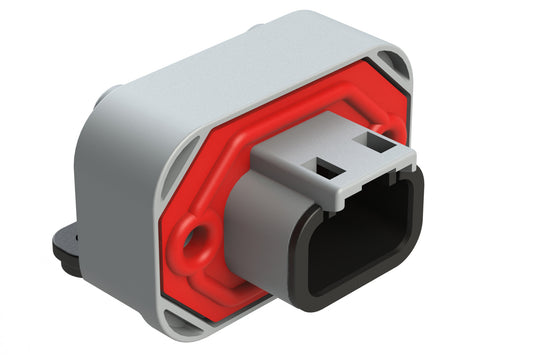 ATM13-3P-BM03 3 Position Right Angle Flange Mount PCB Receptacle, Grey, Tin Plated Contacts Included