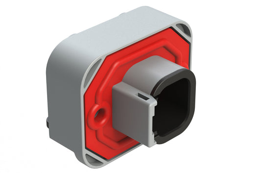 ATM13-4P-BM01 4 Position Right Angle Flange Mount PCB Receptacle, Grey, Gold Plated Contacts Included