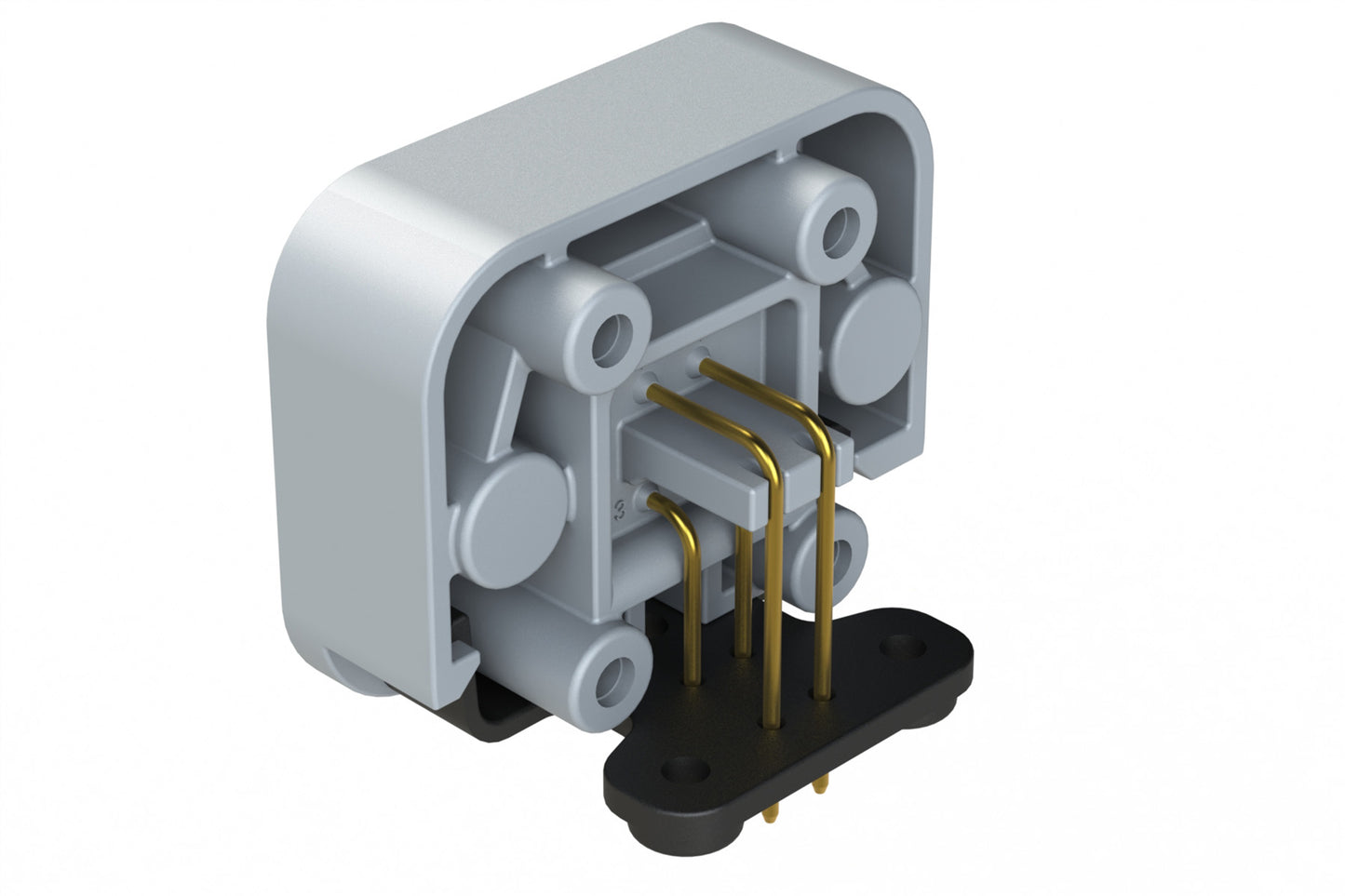 ATM13-4P-BM01 4 Position Right Angle Flange Mount PCB Receptacle, Grey, Gold Plated Contacts Included