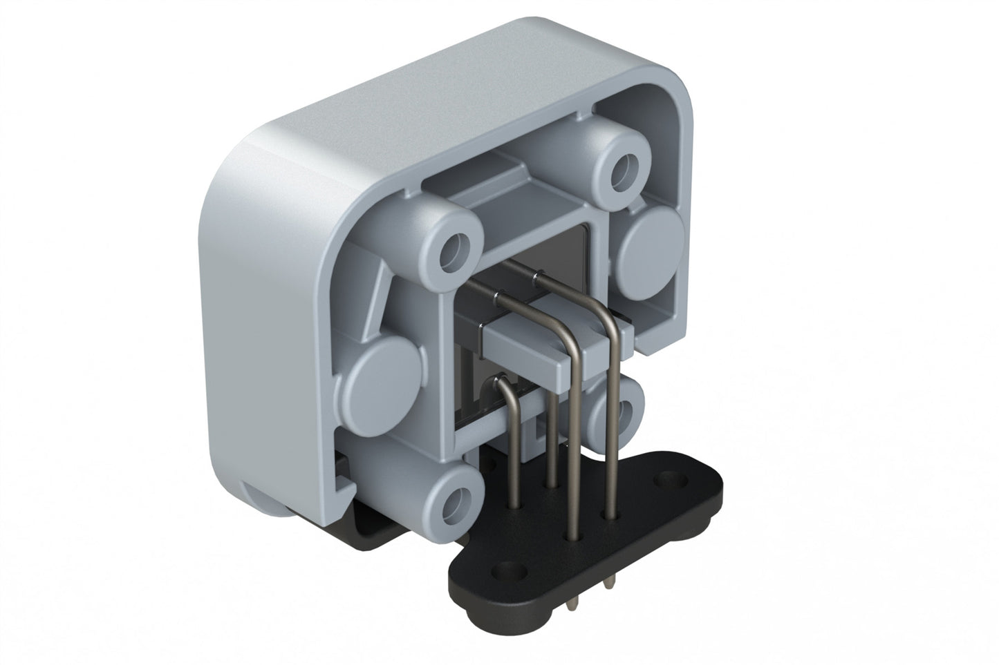 ATM13-4P-BM04 4 Position Right Angle Flange Mount PCB Receptacle, Potted, Grey, Tin Plated Contacts Included