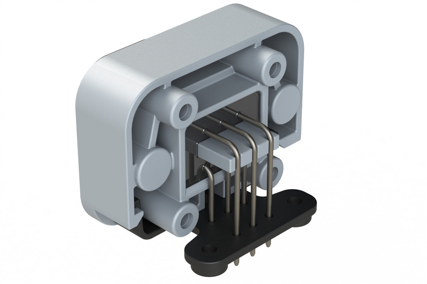 ATM13-6P-BM04 6 Position Right Angle Flange Mount PCB Receptacle, Potted, Grey, Tin Plated Contacts Included