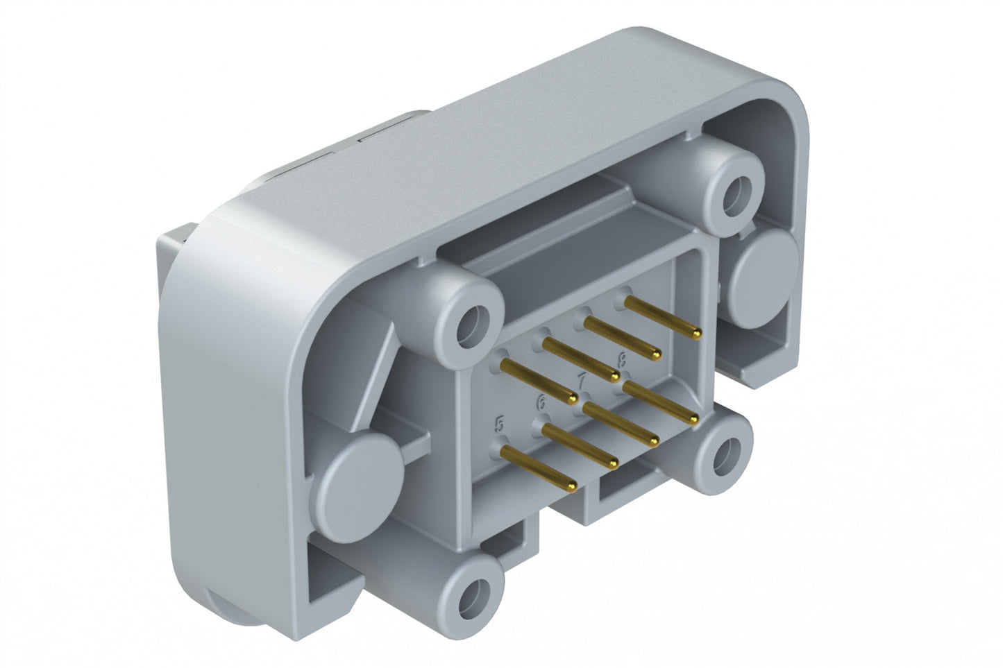 ATM15-08PA-BM01 8 Position Flange Mount PCB Receptacle, Grey, Gold Plated Contacts Included. Keyed A