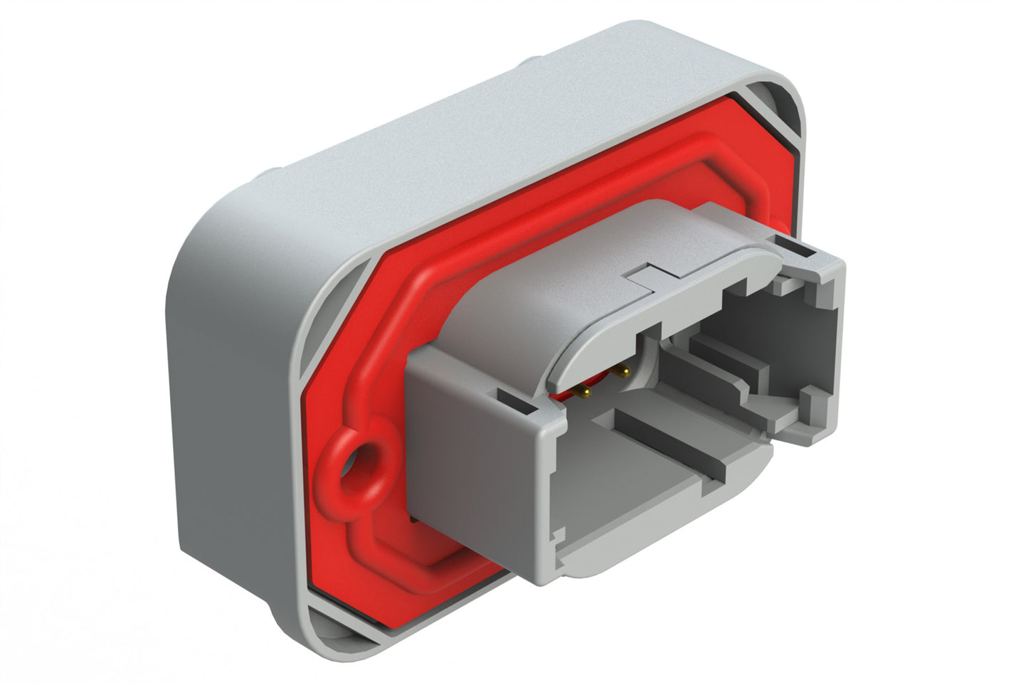 ATM15-08PA-BM02 8 Position Flange Mount PCB Receptacle, Potted, Grey, Gold Plated Contacts Included. Keyed A