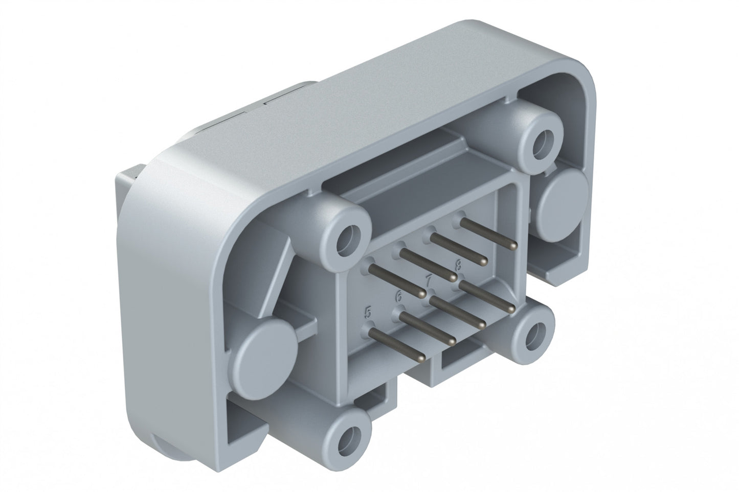 ATM15-08PA-BM03 8 Position Flange Mount PCB Receptacle, Grey, Tin Plated Contacts Included. Keyed A
