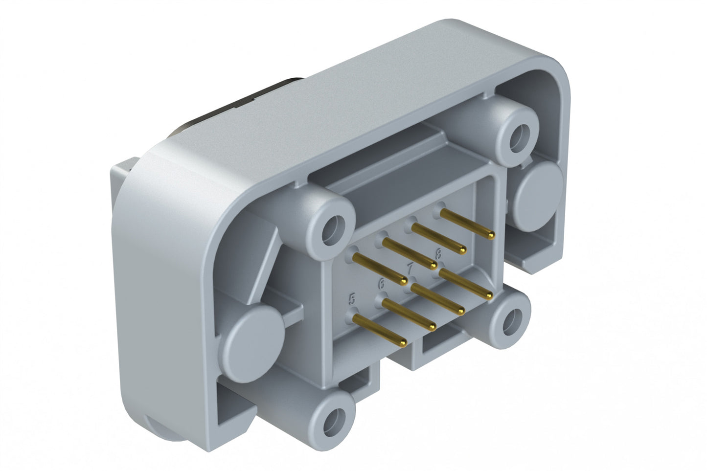ATM15-08PB-BM01 8 Position Flange Mount PCB Receptacle, Grey, Gold Plated Contacts Included. Keyed B
