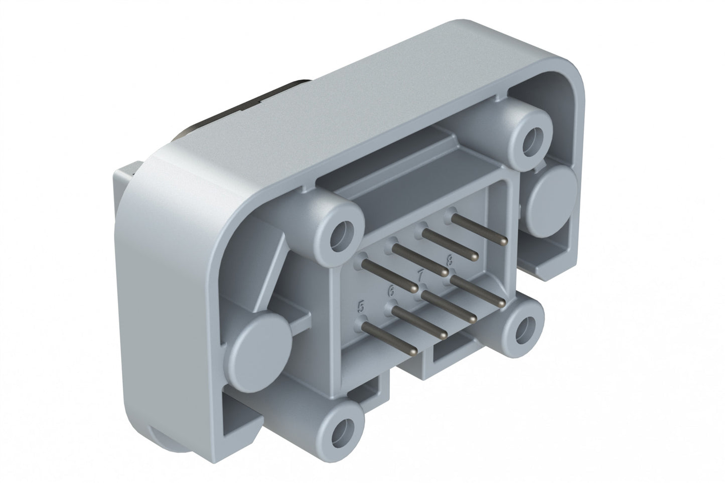 ATM15-08PB-BM03 8 Position Flange Mount PCB Receptacle, Grey, Tin Plated Contacts Included. Keyed B