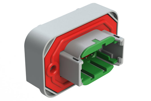 ATM15-08PC-BM03 8 Position Flange Mount PCB Receptacle, Grey, Tin Plated Contacts Included. Keyed C