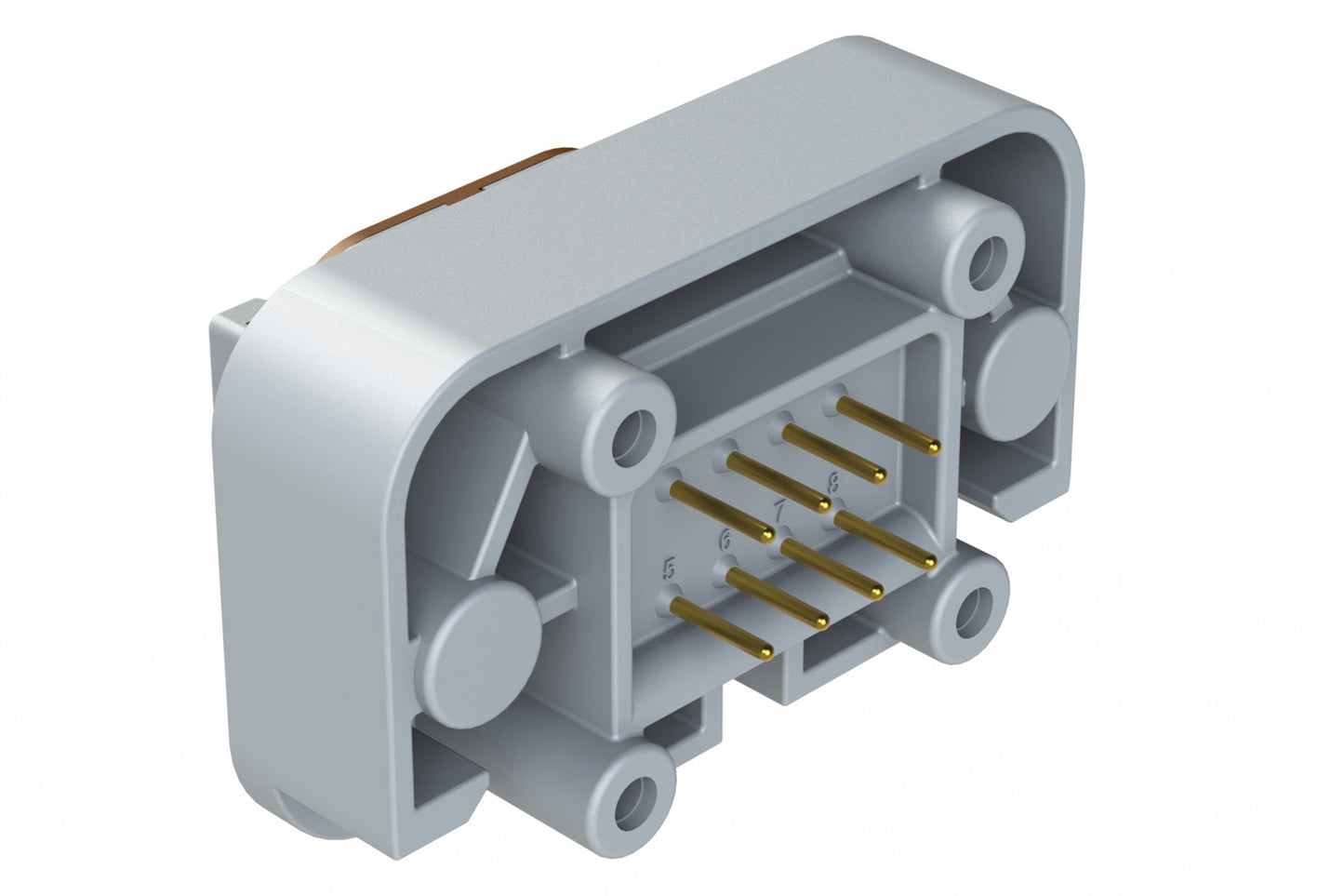 ATM15-08PD-BM01 8 Position Flange Mount PCB Receptacle, Grey, Gold Plated Contacts Included. Keyed D