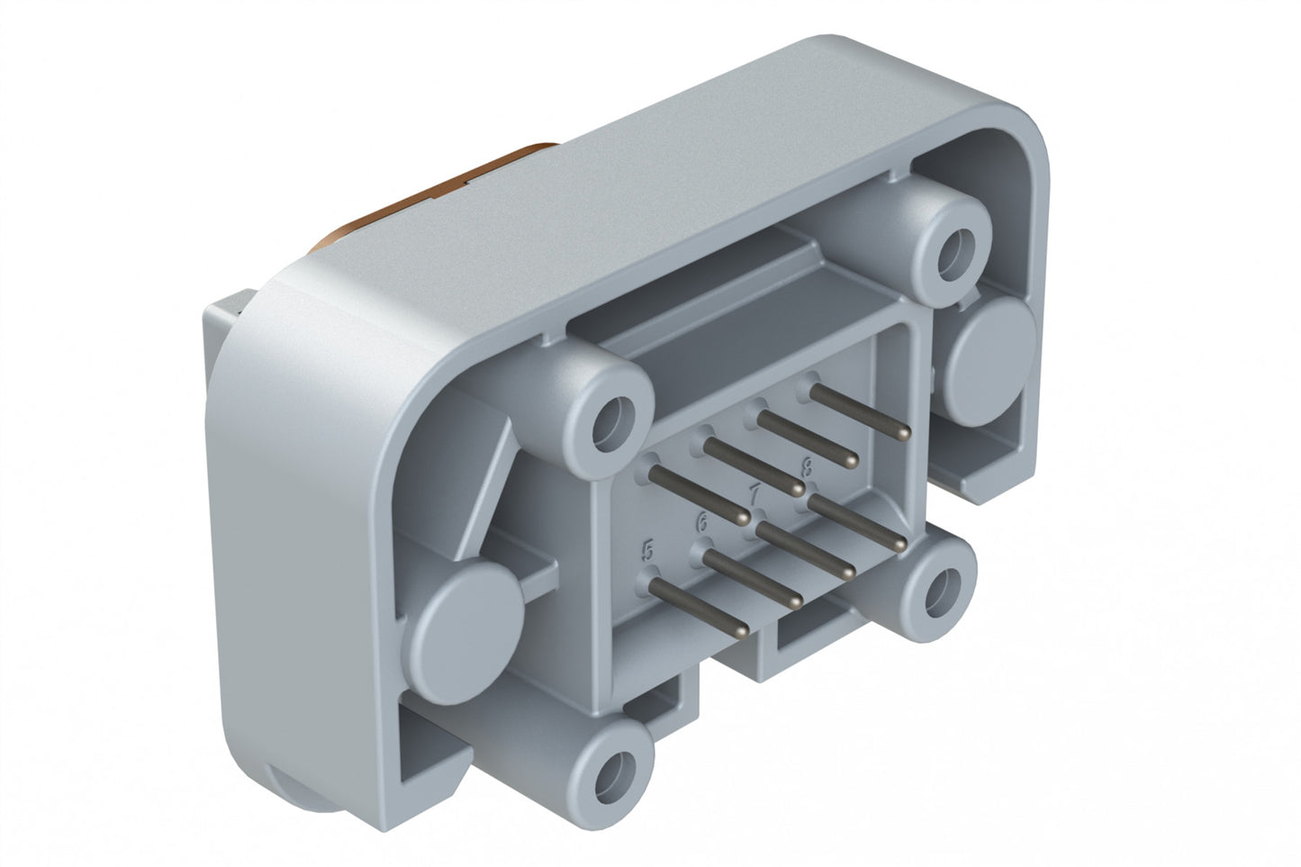 ATM15-08PD-BM03 8 Position Flange Mount PCB Receptacle, Grey, Tin Plated Contacts Included. Keyed D