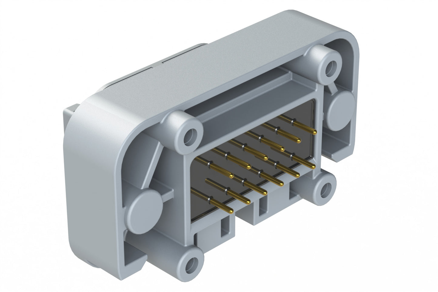 ATM15-12PA-BM02 12 Position Flange Mount PCB Receptacle, Potted, Grey, Gold Plated Contacts Included. Keyed A