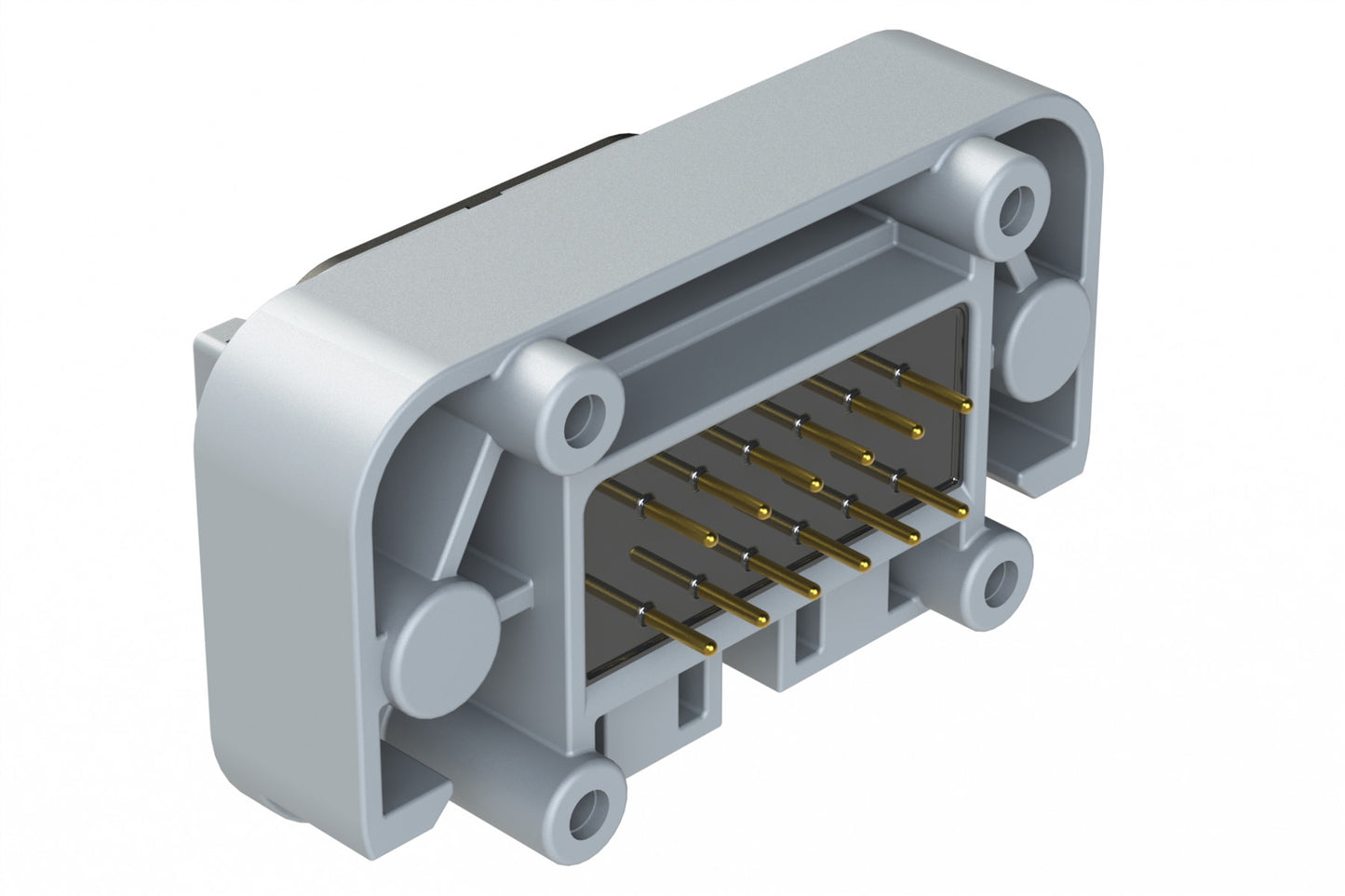 ATM15-12PB-BM02 12 Position Flange Mount PCB Receptacle, Potted, Grey, Gold Plated Contacts Included. Keyed B