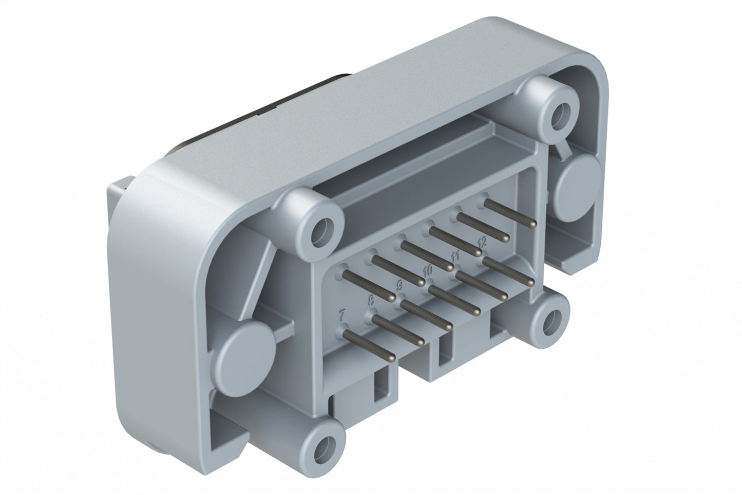 ATM15-12PB-BM03 12 Position Flange Mount PCB Receptacle, Grey, Tin Plated Contacts Included. Keyed B. DTM15-12PB