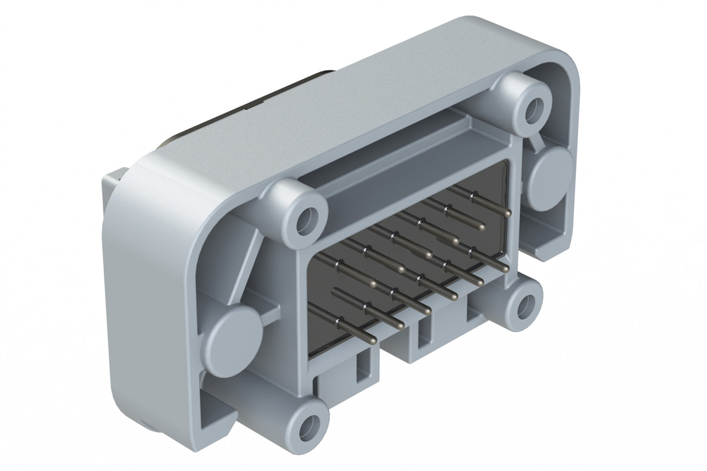 ATM15-12PB-BM04 12 Position Flange Mount PCB Receptacle, Potted, Grey, Tin Plated Contacts Included. Keyed B