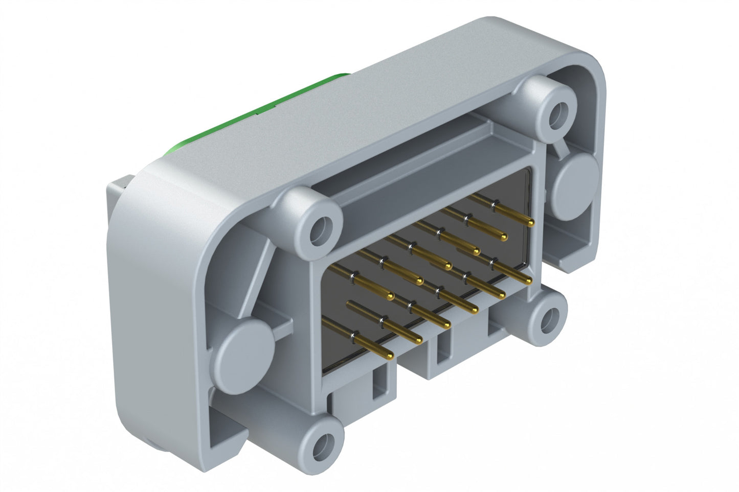 ATM15-12PC-BM02 12 Position Flange Mount PCB Receptacle, Potted, Grey, Gold Plated Contacts Included. Keyed C